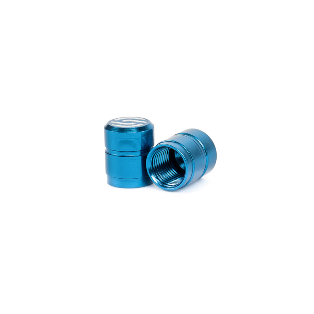 Salt CNC valve caps, pair, Blue
