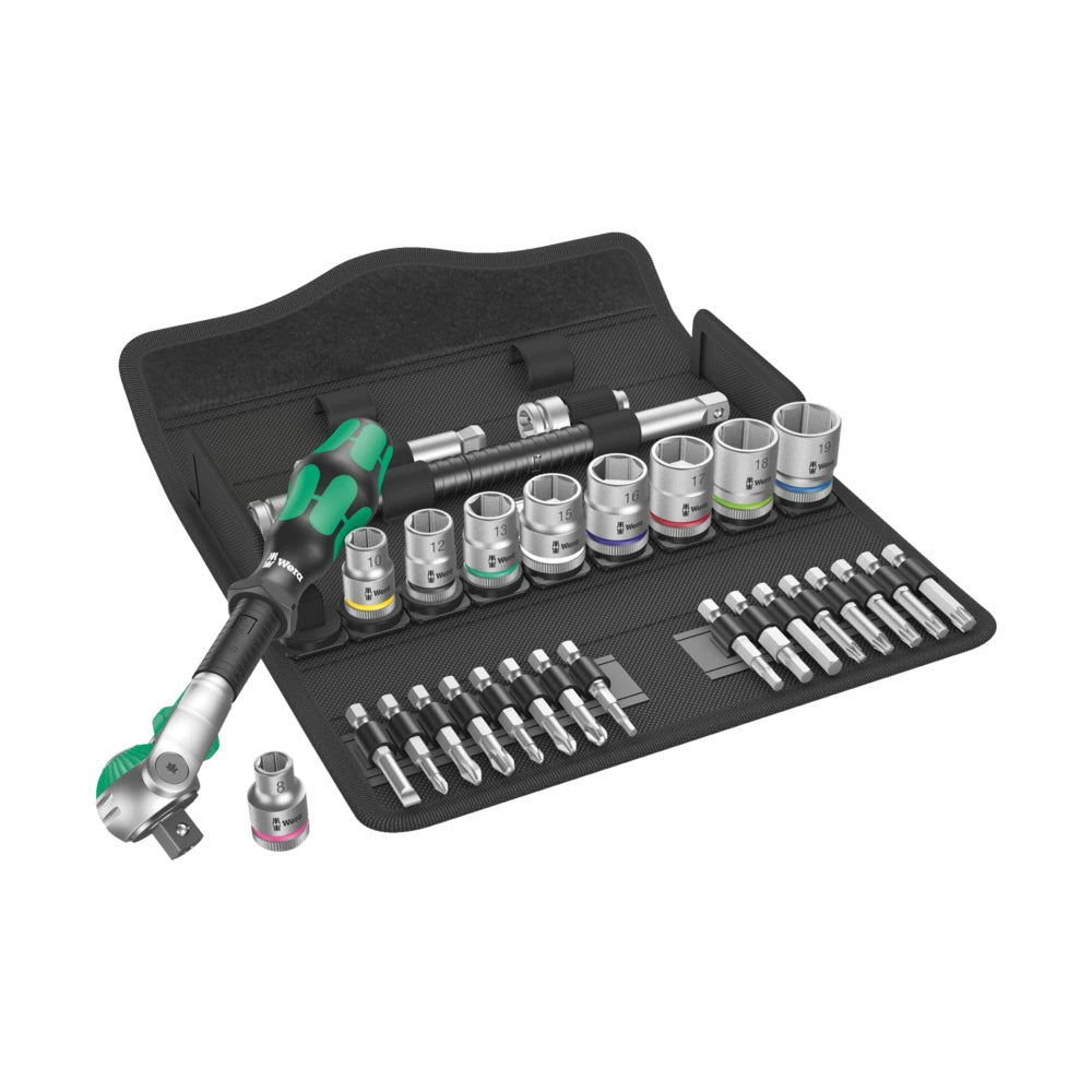 Wera Tools Speed Ratchet Set 8100 SB 6 Zyklop, 3 / 8" Drive, Metric - 29 Pieces
