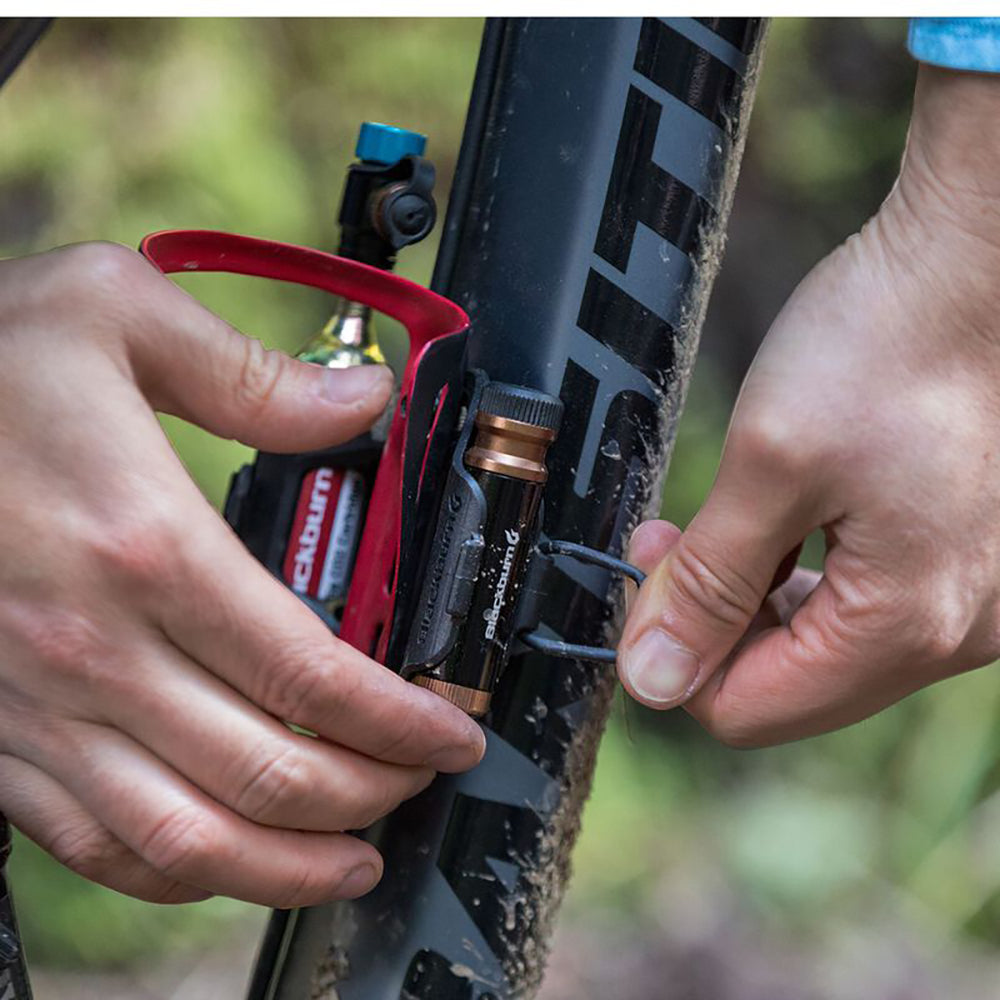 Blackburn Pro Plugger Tubeless Tyre Repair Tool and CO2 Inflator Combo Set with Under Bottle Cage Holder and CO2 Cartridge
